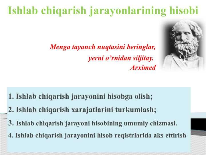 Ishlab chiqarish jarayonlarining hisobi