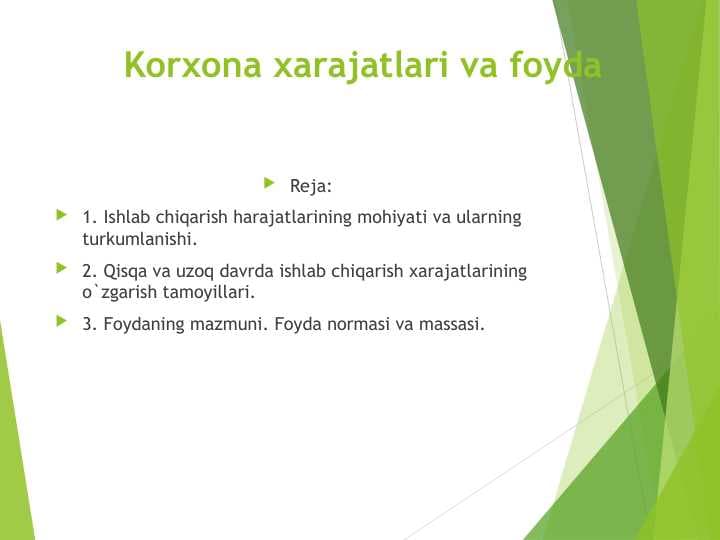 Korxona хаrаjаtlаri vа fоydа