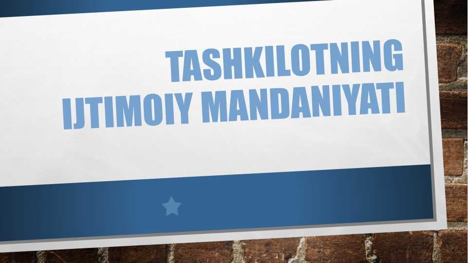 Tashkilotning ijtimoiy mandaniyati