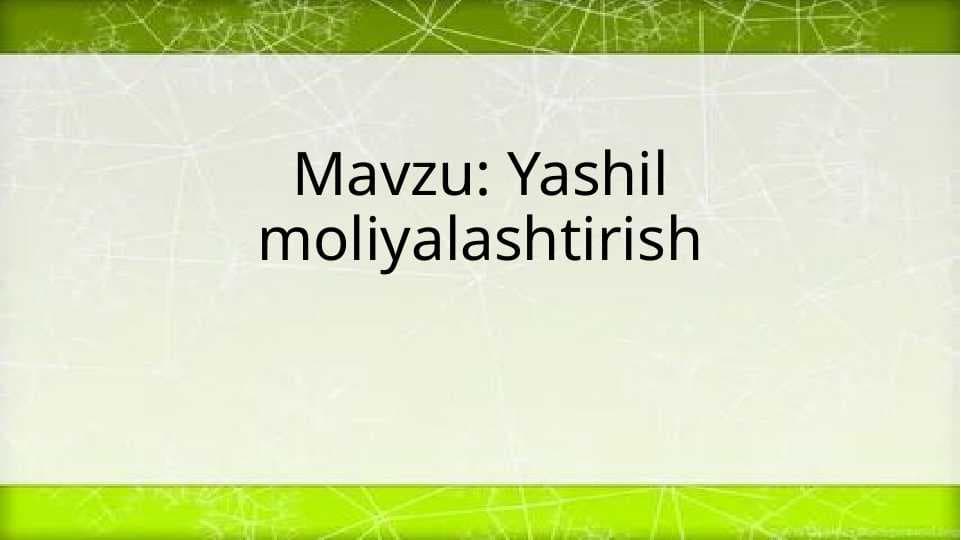 Yashil moliyalashtirish