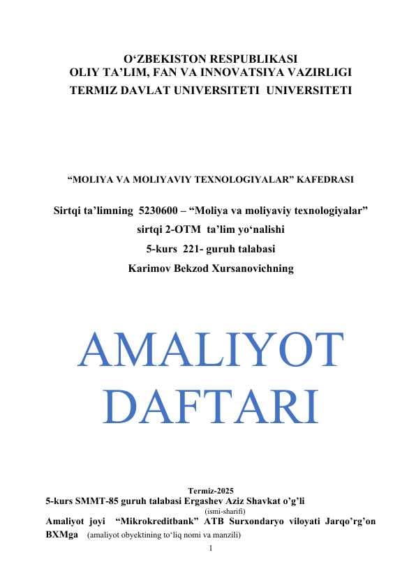Mikrokreditbank bank amaliyot hisoboti