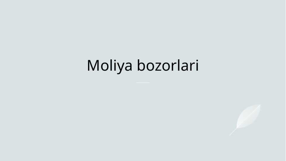 Moliya bozorlari