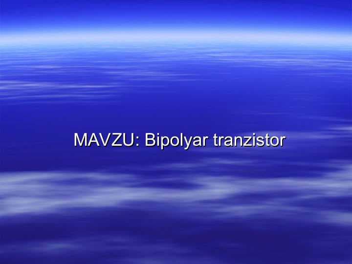 Bipolyar tranzistor