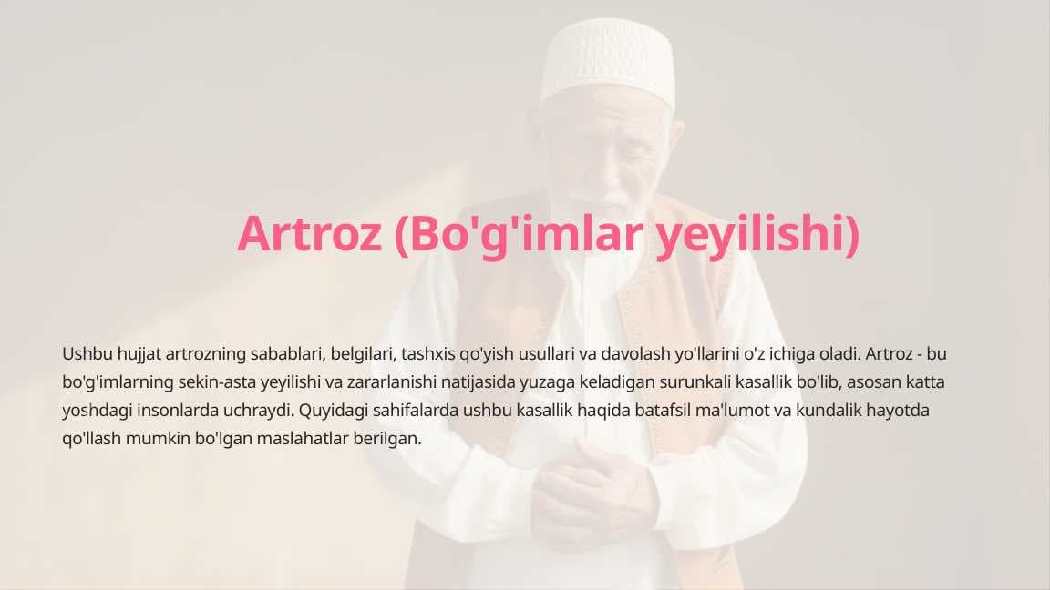 Artroz (Bo'g'imlar yeyilishi)Artroz (Bo'g'imlar yeyilishi)