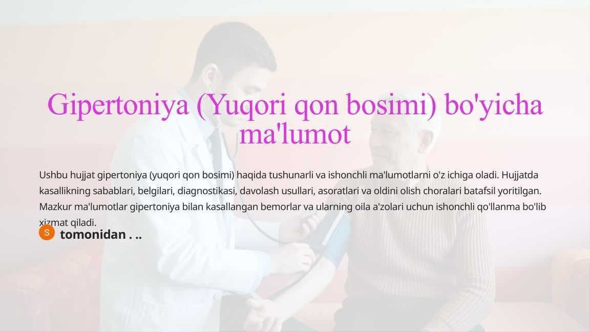 Gipertoniya (Yuqori qon bosimi) bo'yicha ma'lumot