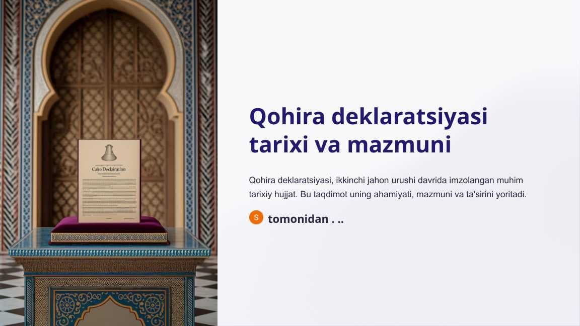 Qohira deklaratsiyasi tarixi va mazmuni