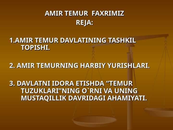 AMIR TEMUR  FAXRIMIZ