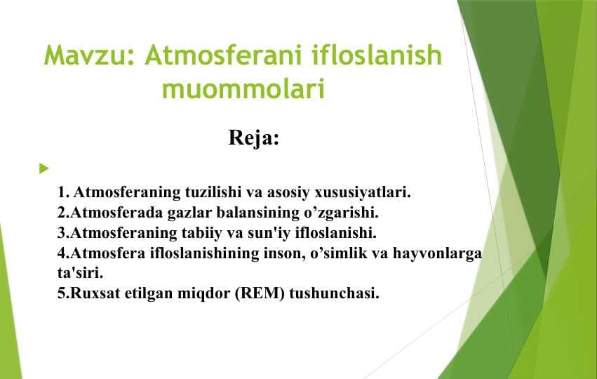 Atmosferani ifloslanish muommolari