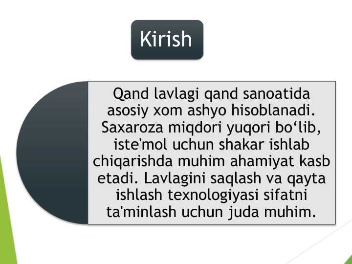Qand lavlagidan shakar olish texnologiyasi