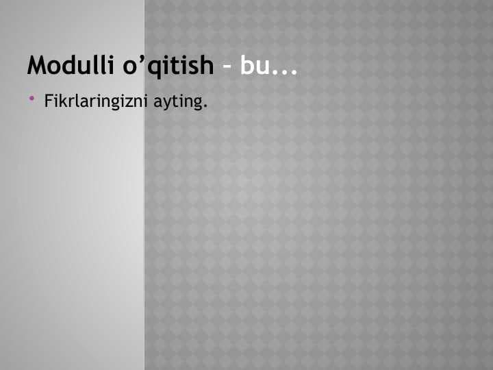 Modulli o'qitish