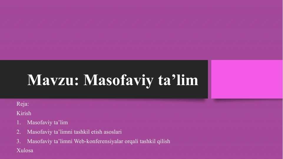 Masofaviy ta’lim
