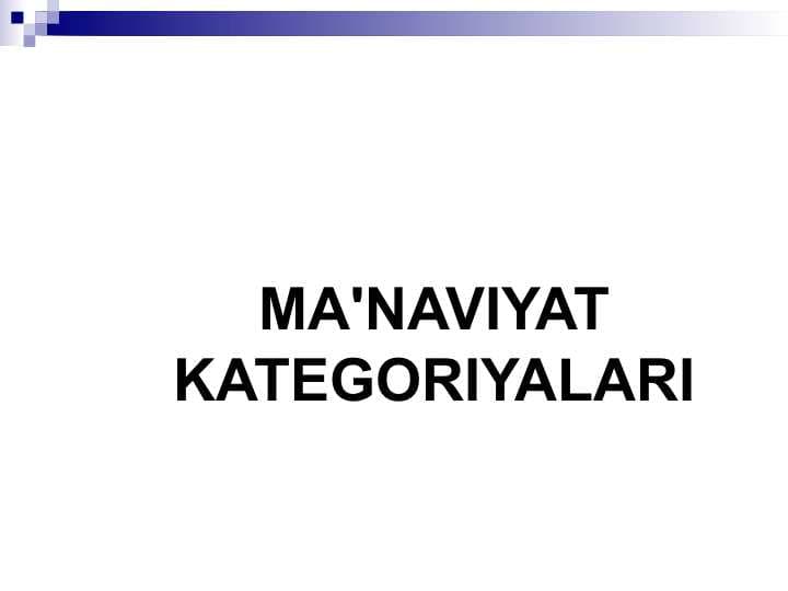 ma'naviyat kategoriyalari