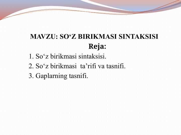 SO‘Z BIRIKMASI SINTAKSISI