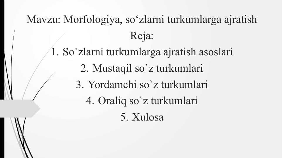 Morfologiya, so‘zlarni turkumlarga ajratish