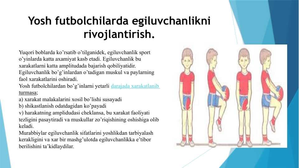 Yosh futbolchilarda egiluvchanlikni rivojlantirish.