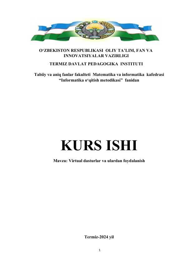 Virtual dasturlar va ulardan foydalanish