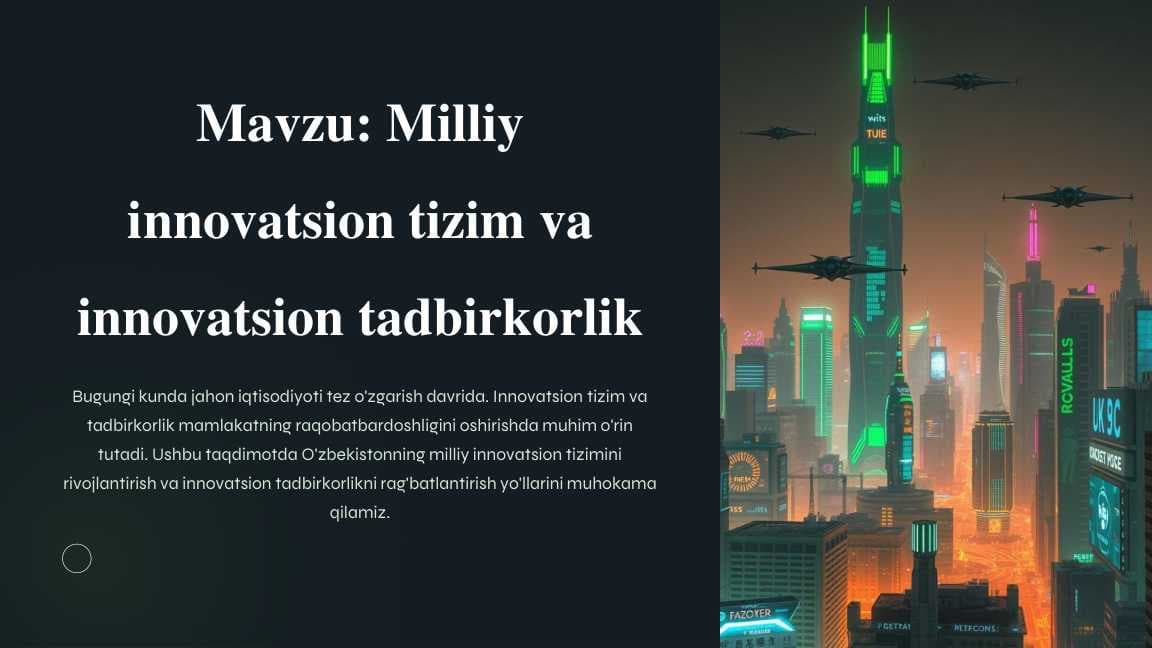Milliy innovatsion tizim va innovatsion tadbirkorlik