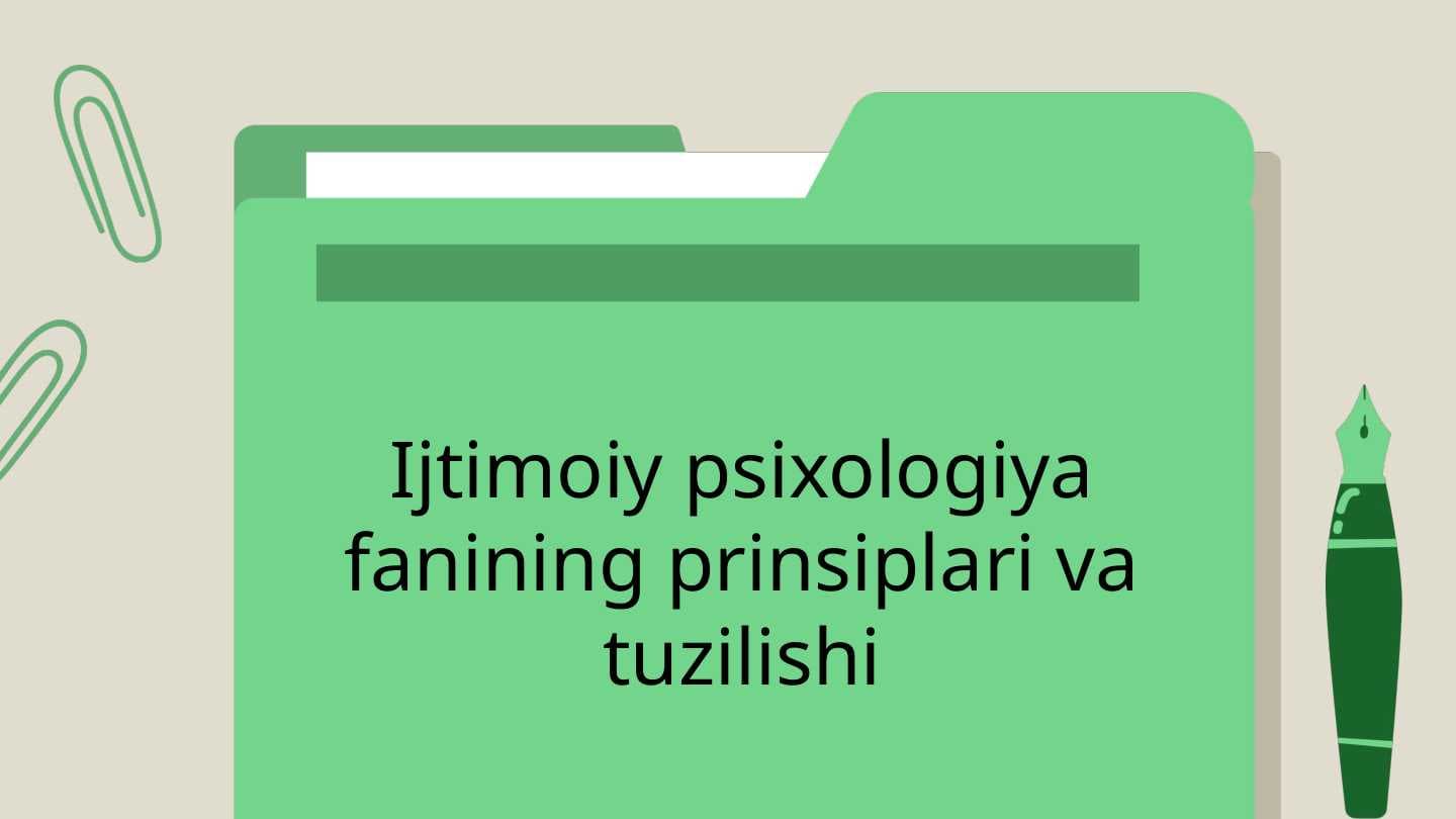 Ijtimoiy psixologiya fanining prinsiplari va tuzilishi