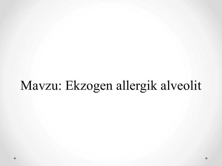 Ekzogen allergik alveolit