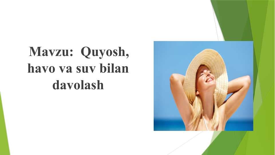 Quyosh, havo va suv bilan davolash