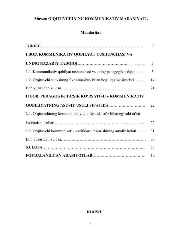 O‘QITUVCHINING KOMMUNIKATIV MADANIYATI