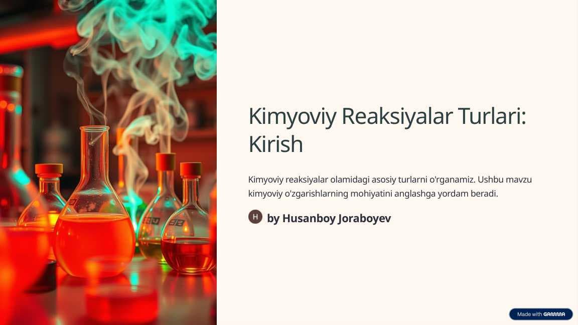 Kimyoviy reaksiyalar turlari