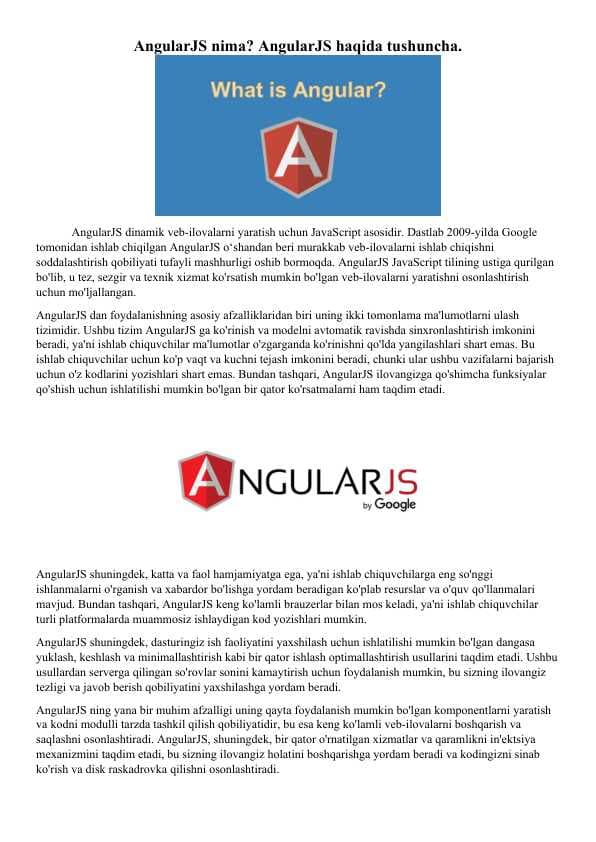AngularJS nima? AngularJS haqida tushuncha.