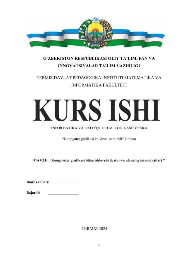 Kompyuter grafikasi bilan ishlovchi dastur va ularning imkoniyatlari