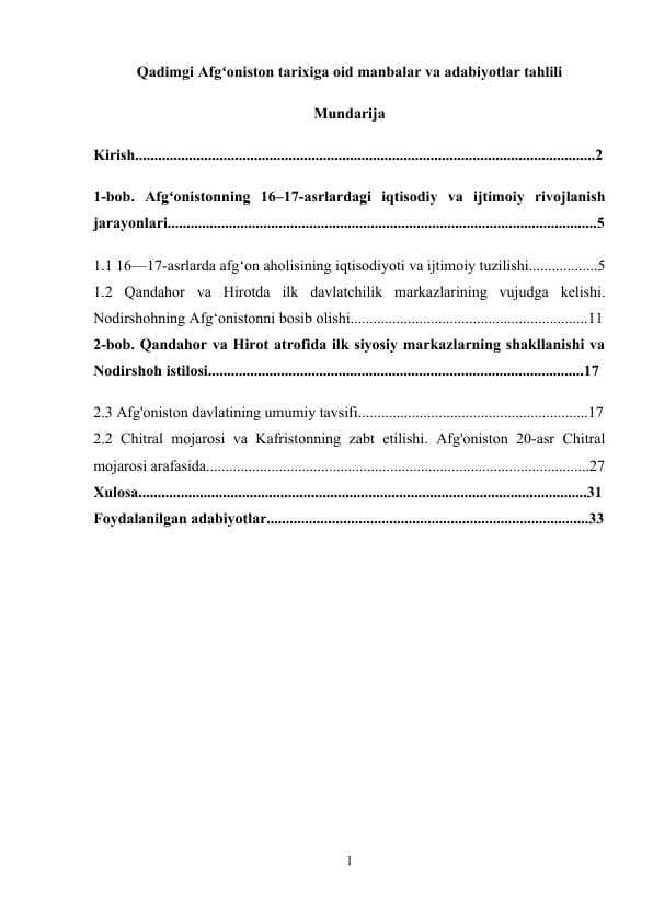Qadimgi Afgʻoniston tarixiga oid manbalar va adabiyotlar tahlili