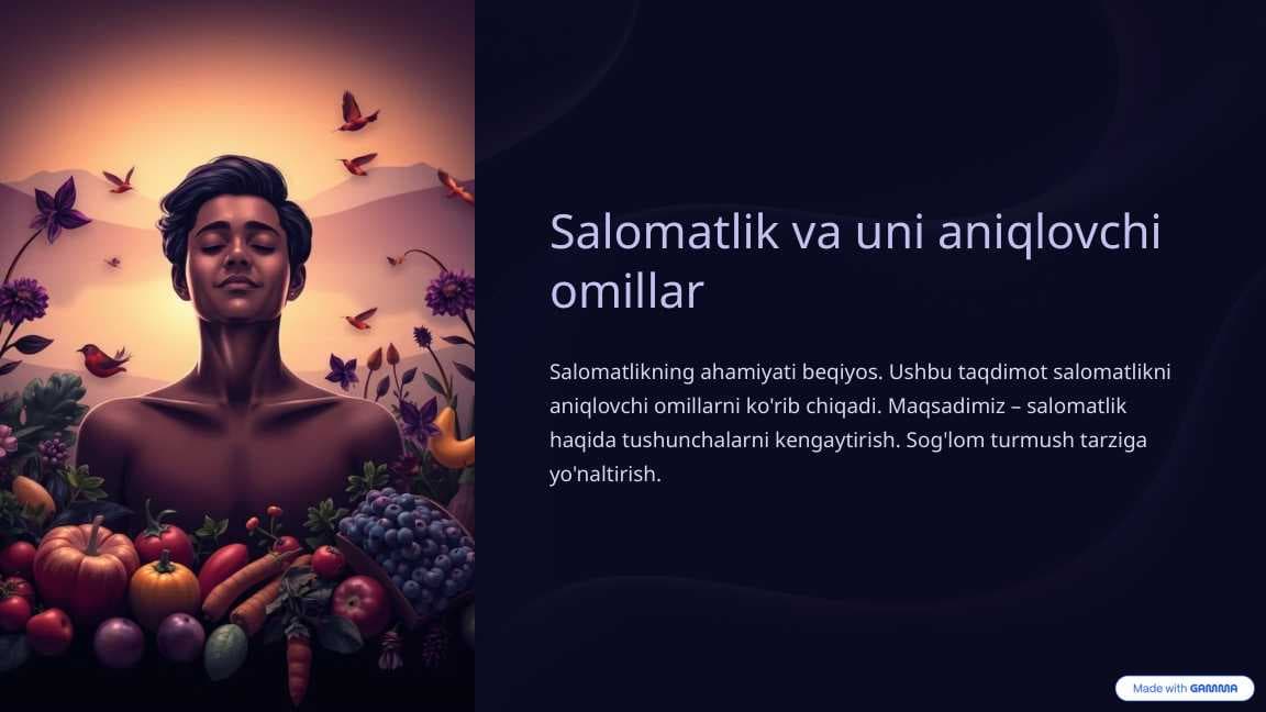 Salomatlik va uni aniqlovchi omillar