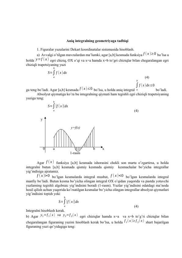 Aniq integralning geometriyaga tadbiqi