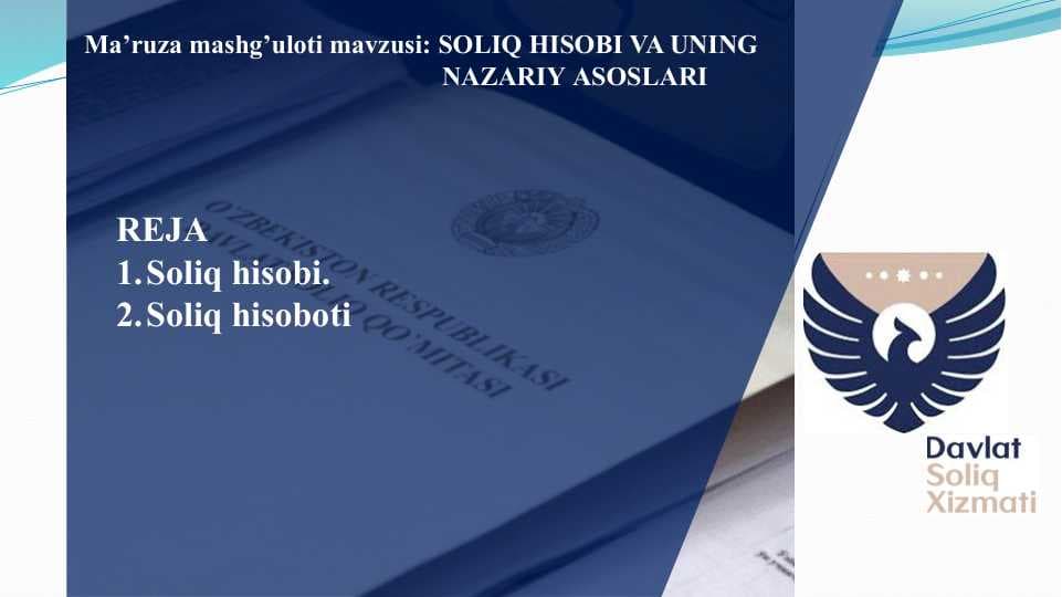 SOLIQ HISOBI VA UNING  NAZARIY ASOSLARI