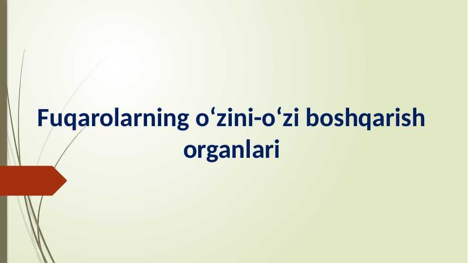 Fuqarolarning o‘zini-o‘zi boshqarish organlari