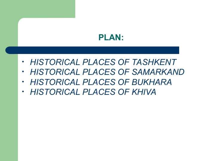HISTORICAL PLACES OF TASHKENT