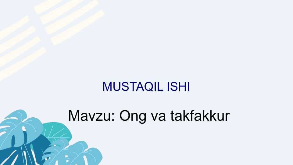 Ong va takfakkur