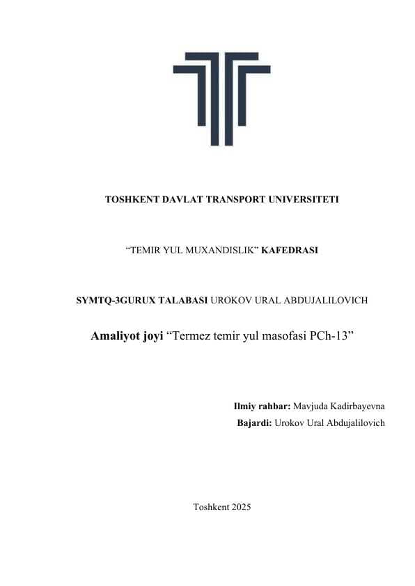 Termez temir yul masofasi PCh-13
