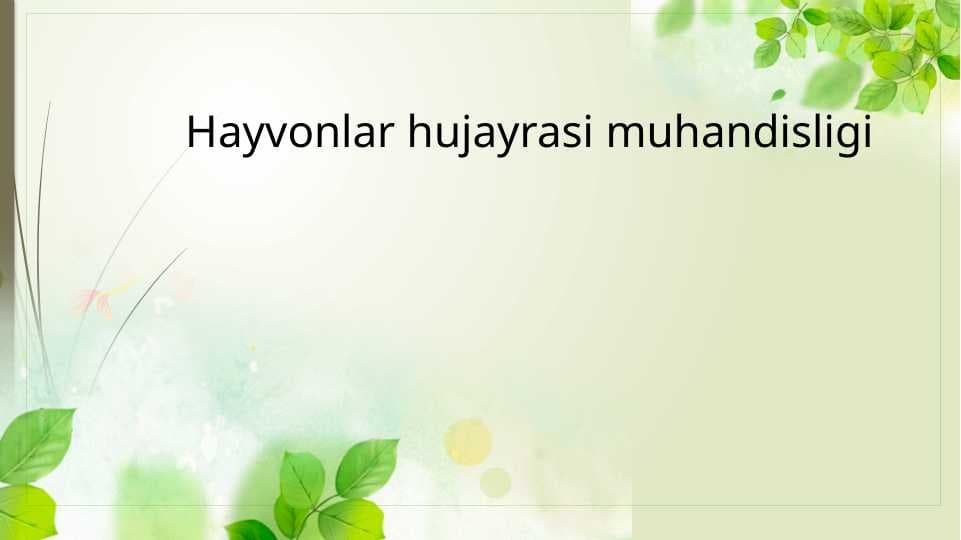 Hayvonlar hujayrasi muhandisligi
