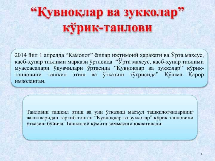 Қувноқлар ва зукколар” кўрик-танлови