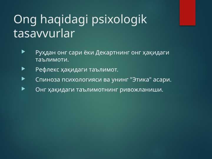Ong haqidagi psixologik tasavvurlar