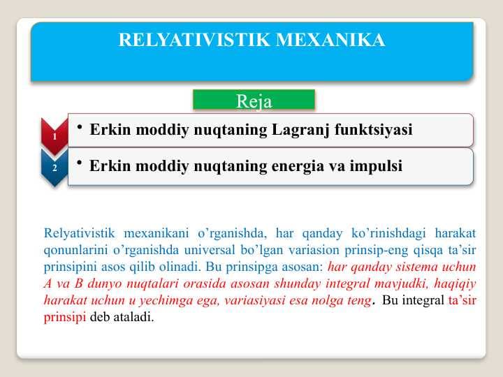 RELYATIVISTIK MEXANIKA