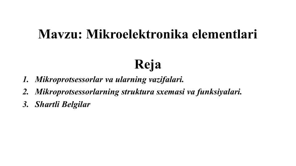 Mikroelektronika elementlari