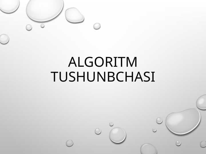ALGORITM TUSHUNCHASI