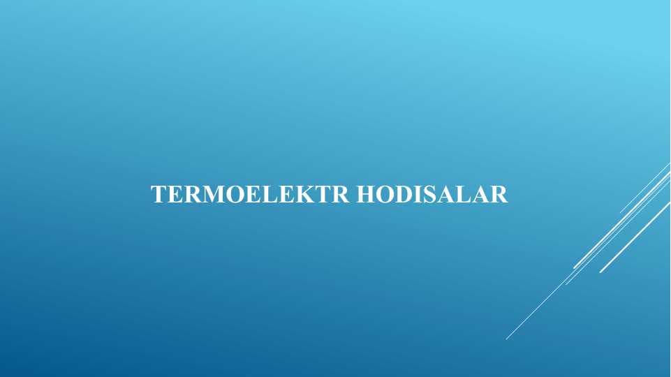 Termoelektr hodisalar