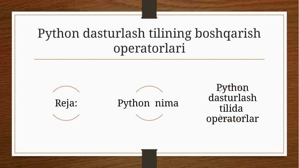 Python dasturlash tilining boshqarish operatorlari