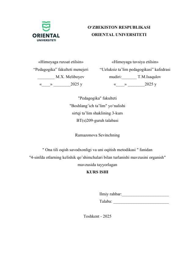 4-sinfda otlarning kelishik qo’shimchalari bilan turlanishi mavzusini organish