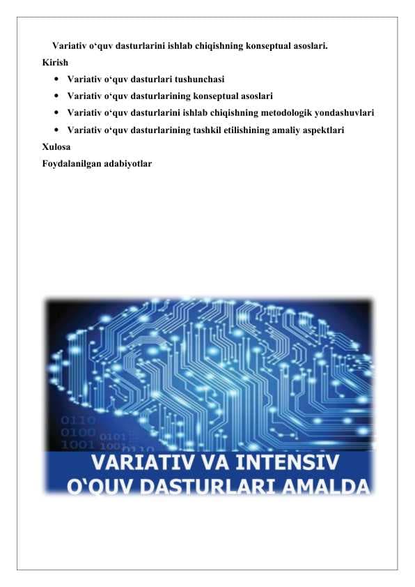 Variativ o‘quv dasturlarini ishlab chiqishning konseptual asoslari. 25