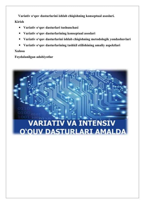 Variativ o‘quv dasturlarini ishlab chiqishning konseptual asoslari. 25