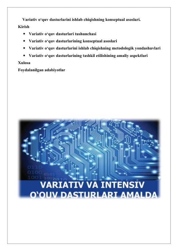 Variativ o‘quv dasturlarini ishlab chiqishning konseptual asoslari. 25