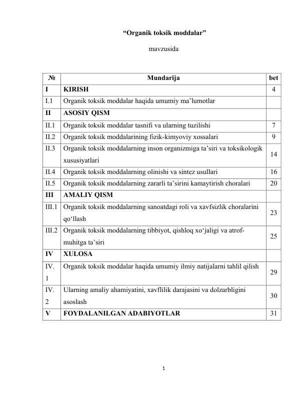 Organik toksik moddalar