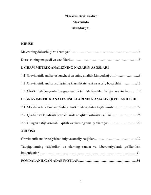 Gravimetrik analiz